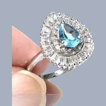 Charming Natural 1.2 Carat 5 x 7mm London Blue Topaz Pear Shape Ring Size 7.0 - £89.27 GBP