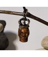 Amulet of Kali Ma Ancient Kapala Bone Skull Crown Sterling Silver Pendant  - $470.00