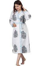 INDACORIFY Waffle Cotton Handmade Printed Bath Robe Kimono Floral Hotel Spa Beac - £26.37 GBP