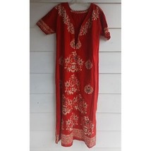 Vtg Boho Maxi Dress Batik Floral Beach Kaftan Homemade Kimona Mumu Boho L READ - $19.96