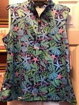 NWT STELLA PARKER Purple Blue Green Starlite Sleeveless Mock Golf Shirt S M L XL image 2
