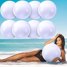 8 Pieces Solid White Beach Ball Inflatable Beach Ball Swimming Pool Part... - $27.48