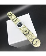 Slap Bracelet Quartz Watch Snake Print Band Japan New Battery Works - £13.80 GBP