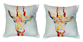 Pair of Betsy Drake Giraffe No Cord Pillows 18 Inch X 18 Inch - £62.12 GBP