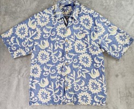 Ocean Pacific OP Shirt Mens Large Blue Floral Hawaiian Vintage Casual Button Up - £23.18 GBP