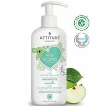 ATTITUDE Baby Leaves Hypoallergenic 2 in 1 ShampooBody Wash Sweet Apple 16 Fl Oz - £16.06 GBP