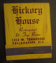 Hickory House Restaurant &amp; Tap Room Tallahassee Match Book Full And Unstruck - £1.19 GBP