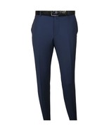 Men&#39;s MONO Turkey Slacks 100% Wool Plain Front Slim Fit 2502-04 Royal Blue - $137.52 CAD