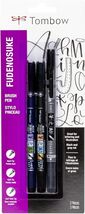 3-Pack Fudenosuke Brush Pens - Soft, Hard, &amp; Twin Tips for Artistic Mastery - $27.67