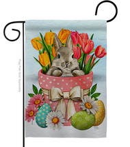 Bunny With Tulips Garden Flag Easter 13 X18.5 Double-Sided House Banner - £15.61 GBP