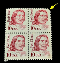 Lot of 4 US 10 Cent Red Cloud Indian Stamp 1987 Scott 2175 Red and White *READ - £3.05 GBP