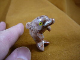 Y-DOL-13 little tan white DOLPHIN figurine carving SOAPSTONE PERU love d... - $8.99