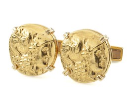 Emis Ancient Gold Coin Re-strike 18k Yellow Gold Cuff Links Set - £2,275.81 GBP