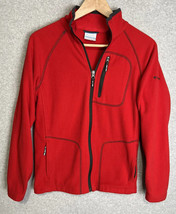 Columbia Red Fleece Jacket Youth Unisex Size Large Full Zip Pockets - £8.20 GBP