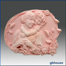 2D silicone Soap/polymer/clay/cold porcelain mold Oval – Child Hugging Mother - £26.41 GBP