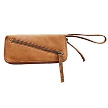 Free People Distressed Vegan Leather Wallet Wristlet Brown Bohemian  - $33.87 CAD