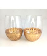 2 Fitz and Floyd Daphne Gold Stemless Wine Glasses Tumblers - £14.01 GBP