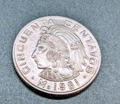 MEXICO 50 Centavos 1981 Cuauhtémoc Coin KM#452 (1970-1983) -GREAT COLLEC... - $8.00