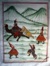Persian Silk Painting Tiger Hunt With Camel 13&quot; x 18&quot; - $90.25