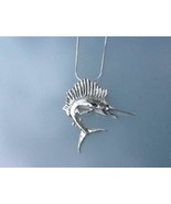 Sailfish Grand Slam Deep Sea Fish Sterling Silver necklace Huge pendant ... - £116.53 GBP