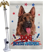 Patriotic Red German Shepherd House Flag Eagle Set Dog Puppy Spoiled Paw Canine  - £45.30 GBP