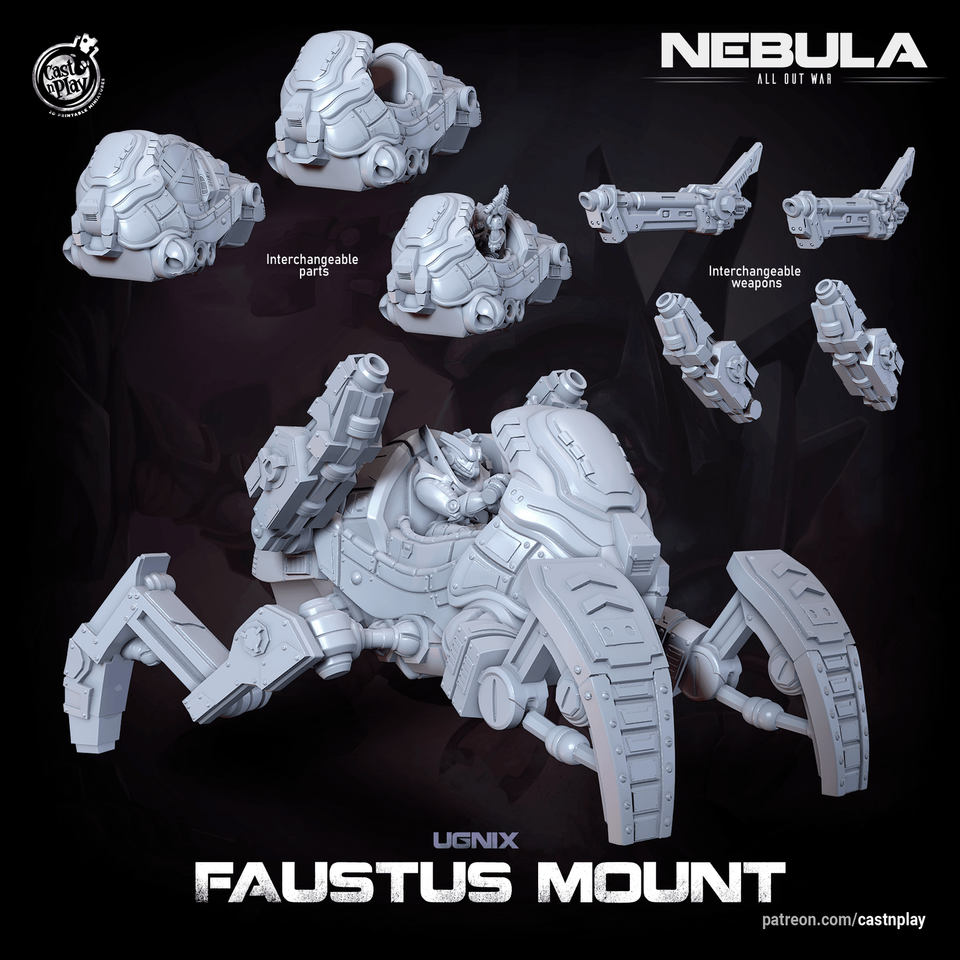 3D Printed Cast n Play Ugnix Faustus Mount Nebula All Out War 28mm 32mm D&amp;D - $33.57+