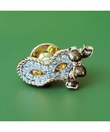 swarovski crystal swan mark  w/AMBER mask brooch tack pin. Masquerade Ma... - $375.97 MXN