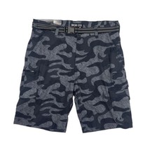 Iron Co  Belted Stretch Performance Hybrid Cargo Shorts Camo Grey/Black ... - £10.12 GBP