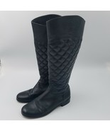 Vince Camuto Black Rainer Boots Size 6.5 Quilted Leather Knee Tall Ridin... - £23.35 GBP