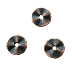 50 Spacer Beads Antiqued Copper Wavy Heishi Rondelle 10mm Metal Accent D... - $4.99