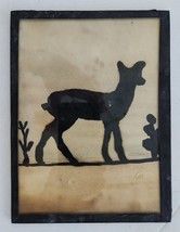 1800s antique JAPANESE orig SILHOUETTE ASIAN ART man animal plant black ... - $222.70
