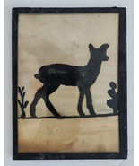1800s antique JAPANESE orig SILHOUETTE ASIAN ART man animal plant black ... - £174.11 GBP
