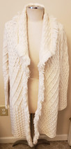 COCOGIO Made in Italy Cable Knit Cardigan Sz-L White Wool Blend - £39.30 GBP