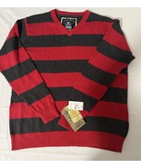 Vintage Look Company 81 Classic Pullover Sweater Crew Neck Black Red Str... - $16.51 CAD