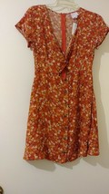 Skylar+Madison Juniors Orange Multicolor Floral printed Short Sleeve Sundress M - £15.98 GBP