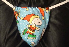 New Mens SNOOPY Christmas Ice Skating Winter Gstring Thong Lingerie Unde... - $18.99