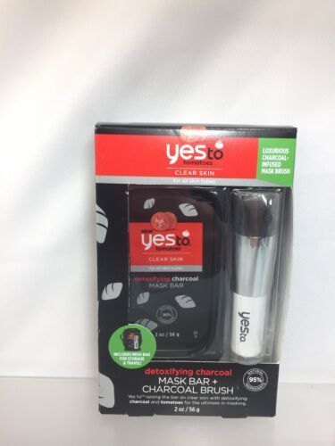 2pc Yes To Tomatoes Detoxifying Charcoal Mask Bar &amp; Brush Gift Set Chris... - $4.99