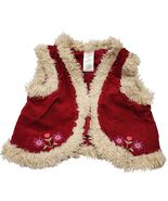 Gymboree Baby Red Corduroy Fur Trim Vest Embroidered Flower Preuvian Dol... - $29.70