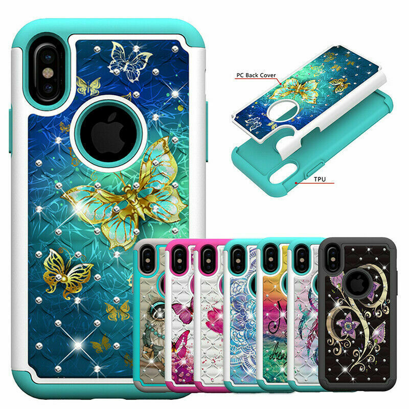 iPhone 6S 7 8 Plus X Case For Apple Patterned 2in1 Soft Silicone PC Back Cover