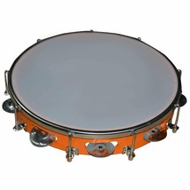 Tambourine With Head Aluminium Hand Percussion Musical Instrument 12 INCH US - £27.62 GBP