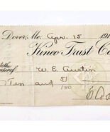 1914 Kineo Trust Company Bank Check E.A. Sampson Dover Maine Signed 6274... - €17,16 EUR