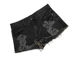 Express Jeans Womens Size 4 Distressed Destroyed Jean Booty Shorts Black - $285.59 MXN