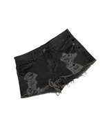 Express Jeans Womens Size 4 Distressed Destroyed Jean Booty Shorts Black - $20.50 CAD