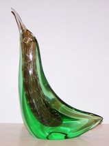 Stunning Murano Italy Art Glass Green With Air Bubbles Bird 11 1/2&quot; Sculpture - £73.57 GBP