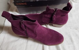 Vionic Vera Womens Purple Suede Leather Booties US Size 9.5 Original Box... - $44.99