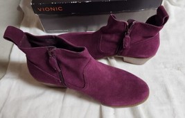 Vionic Vera Womens Purple Suede Leather Booties US Size 9.5 Original Box Merlot - £35.96 GBP