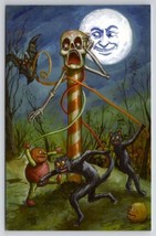 Matthew Kirscht Halloween Xmas Tied Up Man in Moon Skull Shiverbones Postcard MK - £39.92 GBP