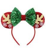 Disney Mickey Very Merry Christmas Minnie Mouse Ears Reindeer Snowflake ... - $206.79 MXN