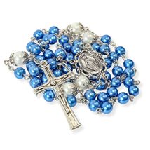 Nazareth Store 6mm Pearl-like Glass Rosaries with White Mystery Beads &amp; Miraculo - £9.34 GBP