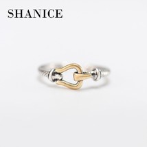 SHANICE Rope Designer 100% 925 Sterling Silver Ring Gold &amp; Silver Color Open Fin - £12.38 GBP